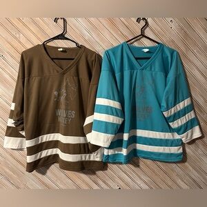 OHL Sudbury Wolves Hockey Shirt Jerseys Tan & Blue Ontario Mom & Daughter Set